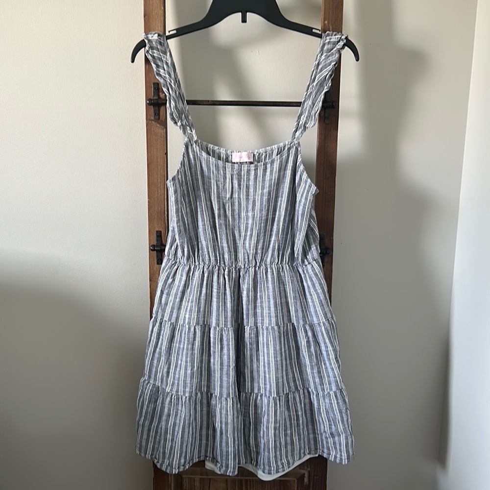 Ruffle strap linen dress from pink lily size medium